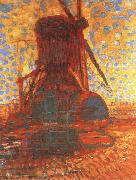 Piet Mondrian molen mill the winkel mill in sunlight,1908 oil